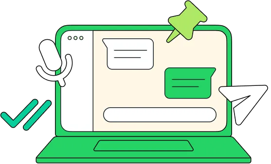 WhatsApp для компьютера с зелёными сообщениями на экране