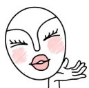 whatsapp-sticker van vrouw die bloost en glimlacht