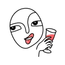 voorbeeld van whatsapp-sticker van een vrouw met een glas wijn